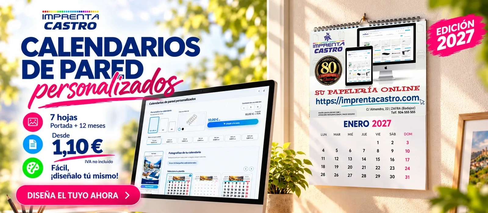 Calendarios pared personalizados 7 láminas wireo