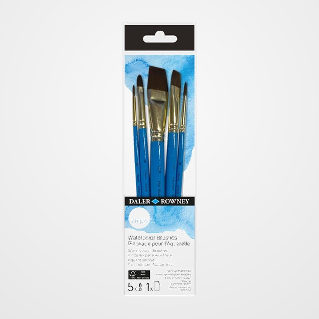 PINCEL DALER ROWNEY SIMPLY ACUARELA MANGO CORTO SET de 5