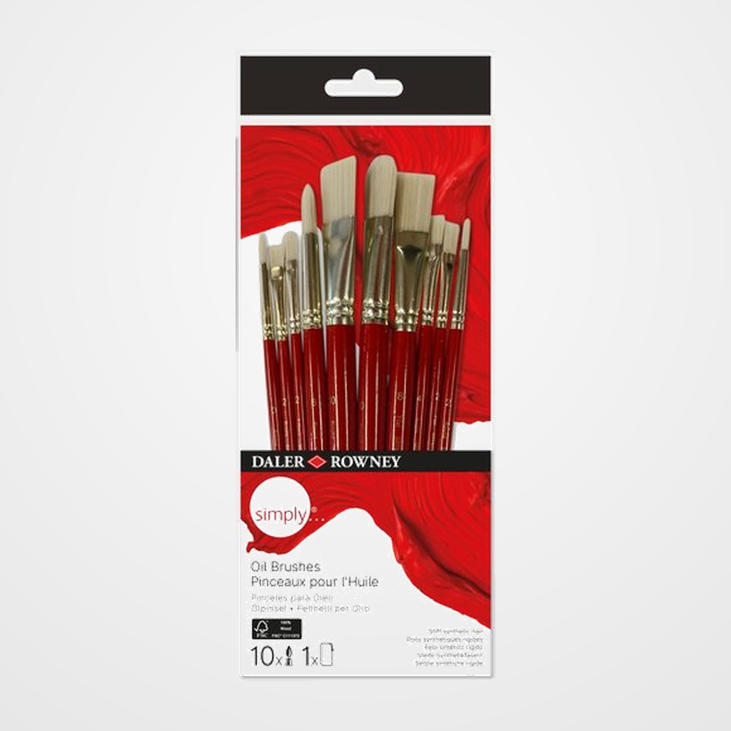PINCEL DALER ROWNEY SIMPLY OLEO MANGO CORTO SET de 10
