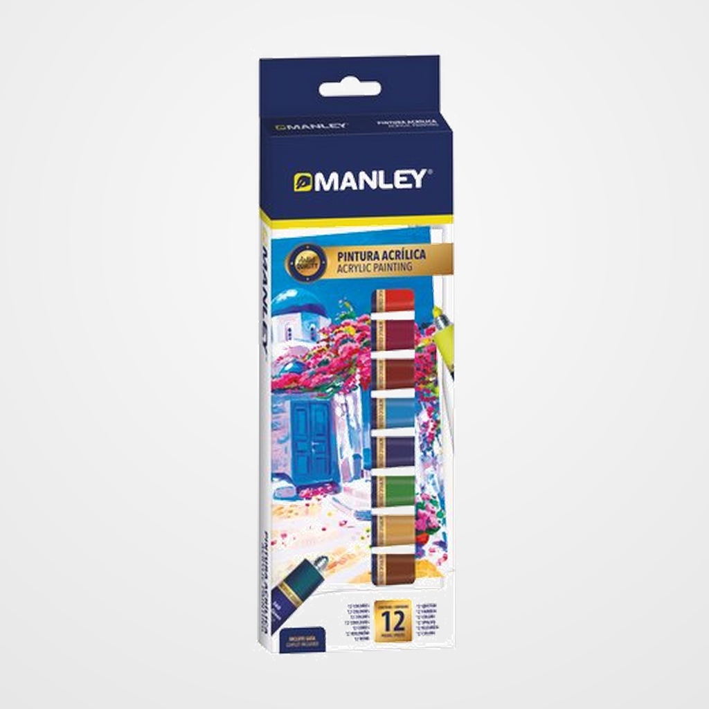 PINTURA ACRILICA MANLEY 12 ml ESTUCHE de 12