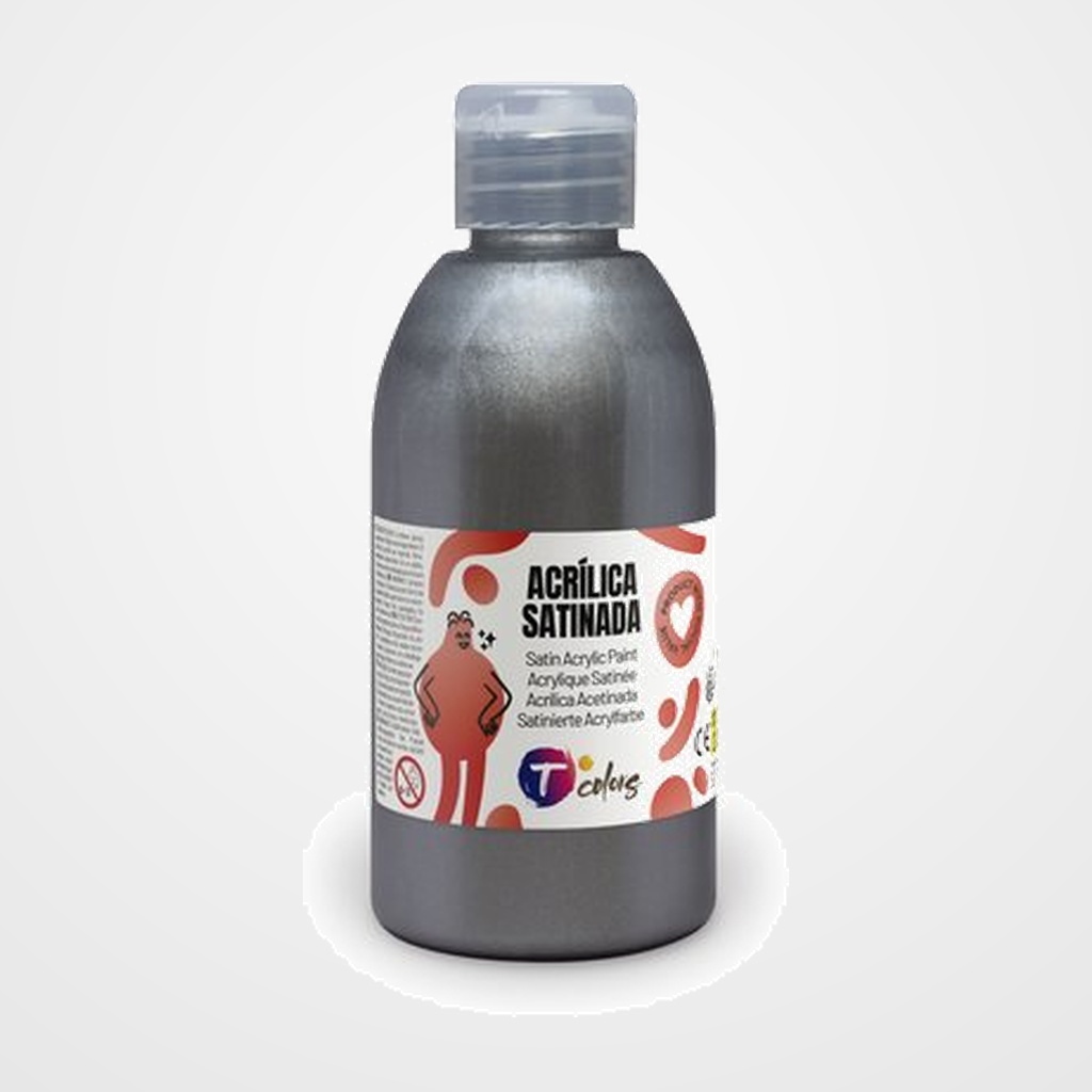 PINTURA ACRILICA TCOLORS 250 ml (botella) PLATA