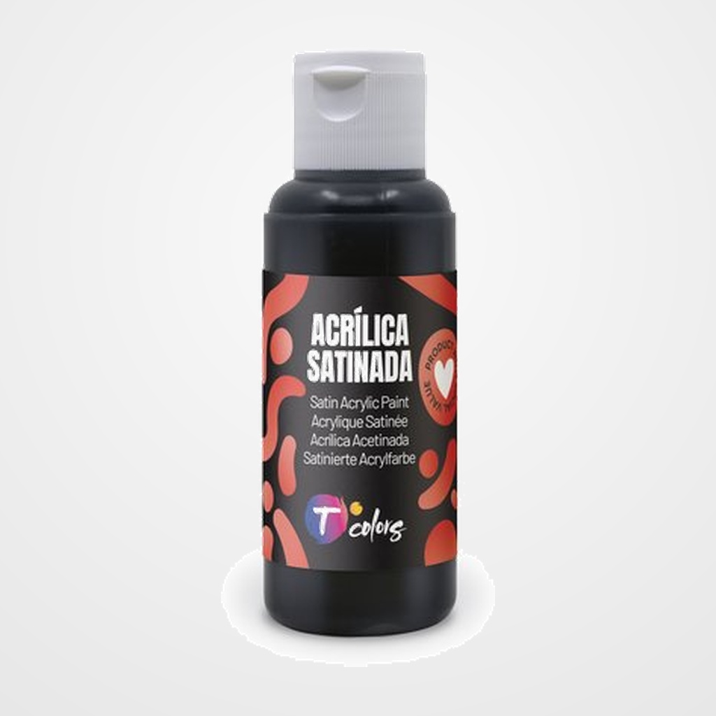 PINTURA ACRILICA TCOLORS 80 ml (botella) NEGRO