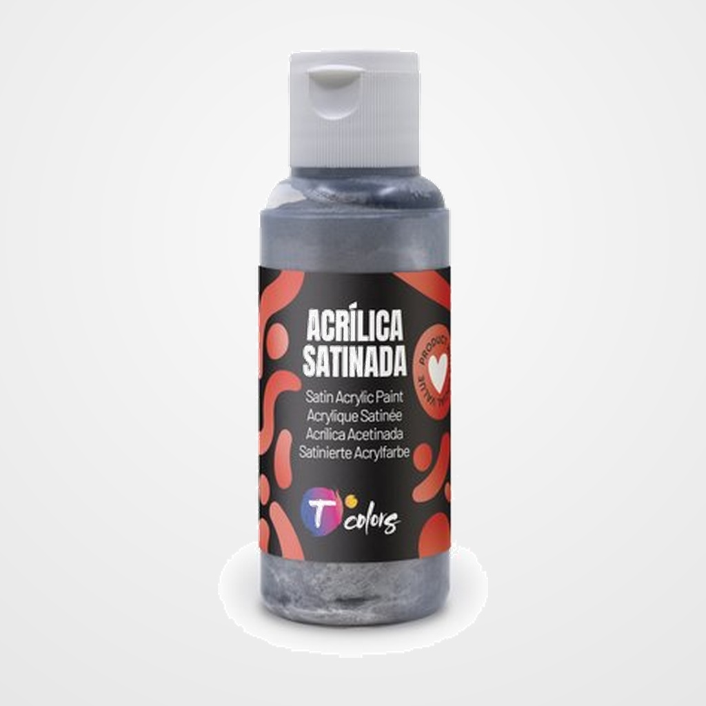 PINTURA ACRILICA TCOLORS 80 ml (botella) PLATA