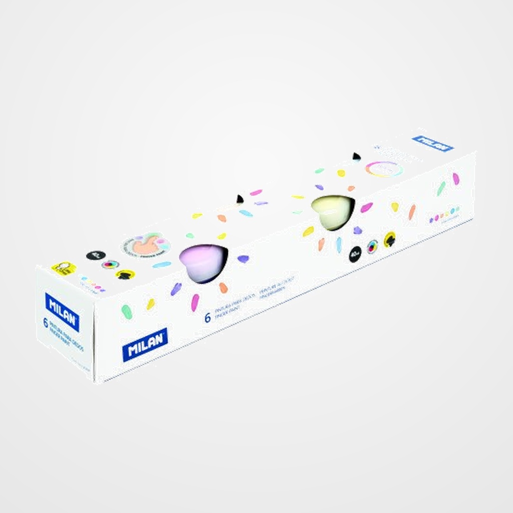 PINTURA de DEDOS MILAN 40 ml COLORES PASTEL CAJA de 6