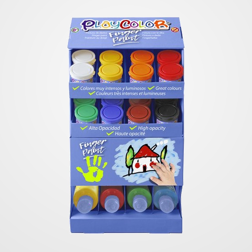 PINTURA de DEDOS PLAYCOLOR FINGER PAINT BASIC SURTIDO EXPOSITOR DE 36 24x BOTE 40 ml 12x BOTE 250 ml