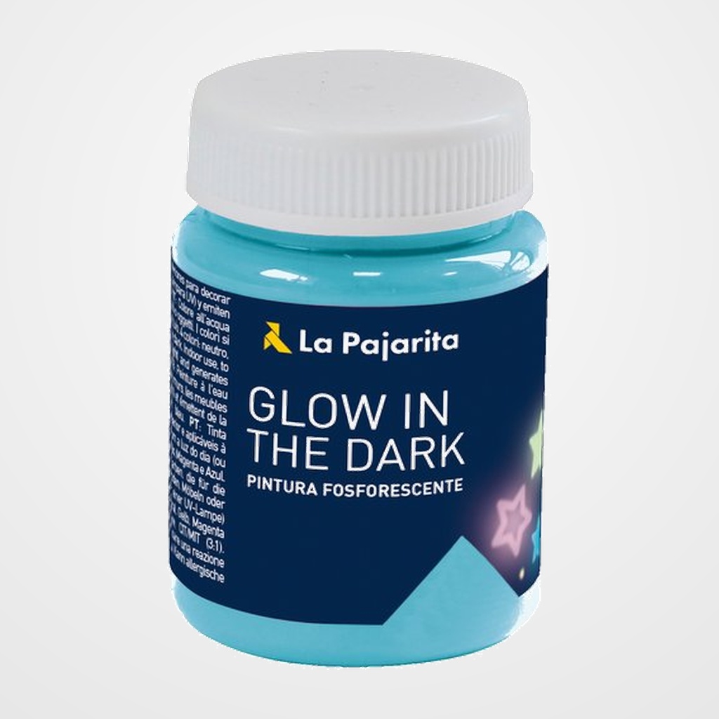 PINTURA LATEX LA PAJARITA FOSFORESCENTE 75 ml (bote) AZUL