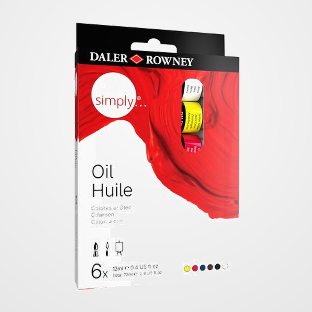 PINTURA OLEO DALER ROWNEY SIMPLY OIL 12 ml (tubo) ESTUCHE DE 6