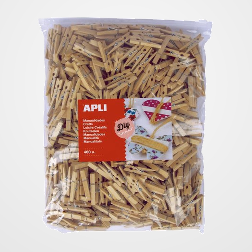 [25201624] PINZAS APLI 46x6 MADERA NATURAL BOLSA de 400