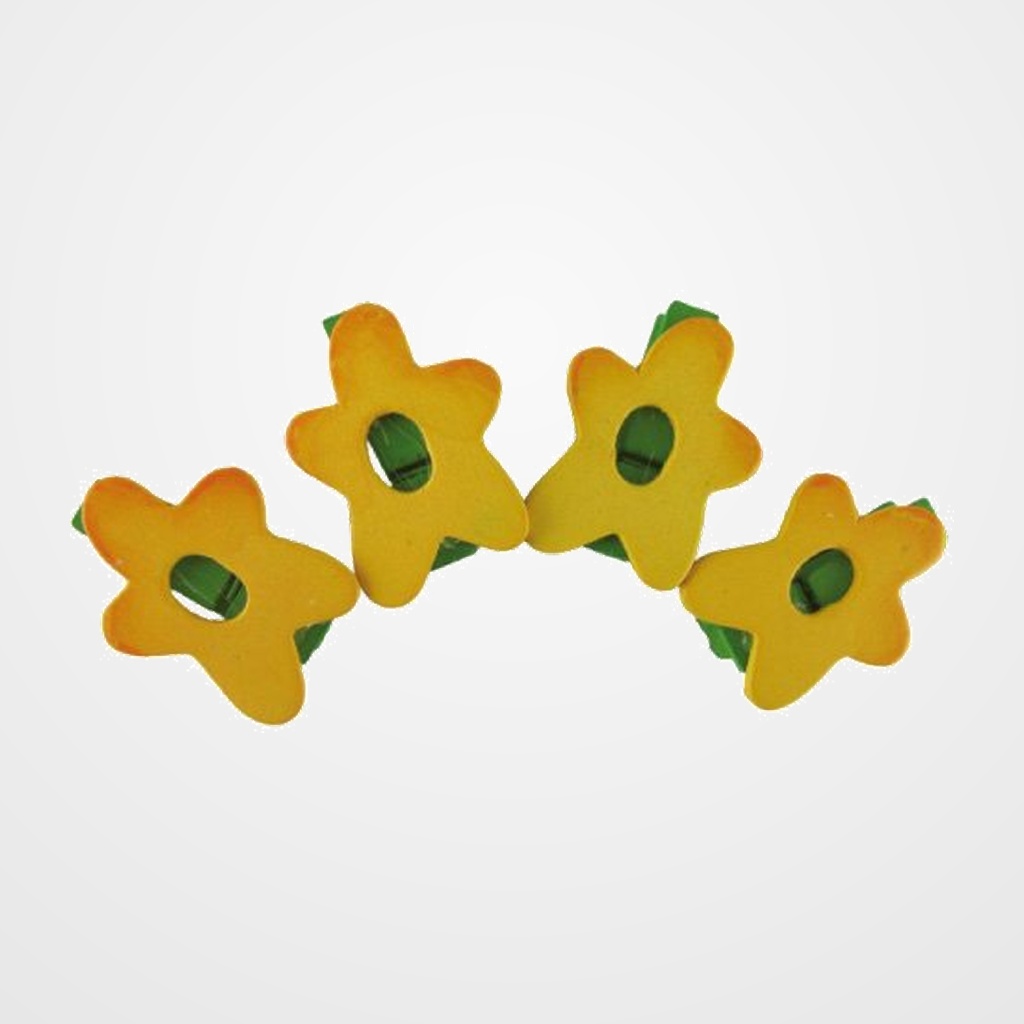 PINZAS SMART MADERA FLORES AMARILLAS PACK de 4