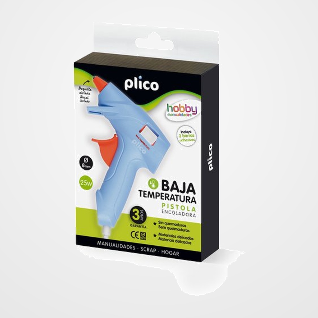 PISTOLA de COLA TERMOFUSIBLE PLICO MINI 25W BAJA TEMPERATURA