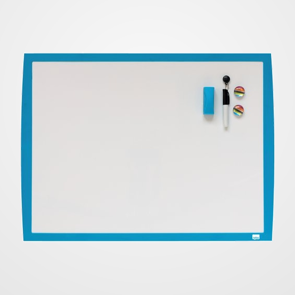 PIZARRA BLANCA MAGNETICA NOBO 430x585 mm + ROTULADOR + IMANES + BORRADOR MARCO AZUL