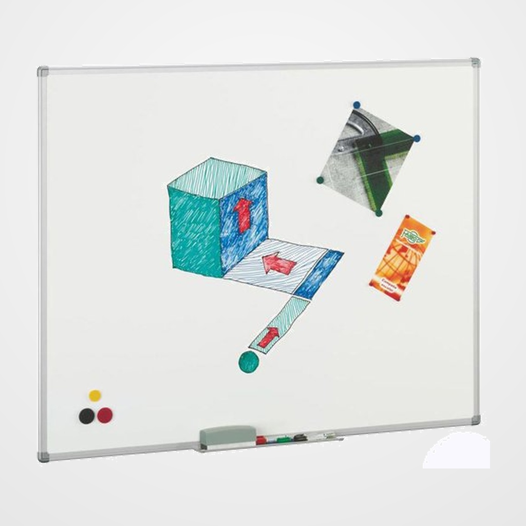 PIZARRA BLANCA VITRIFICADA MARCO ALUMINIO C/CANTONERAS 122x150