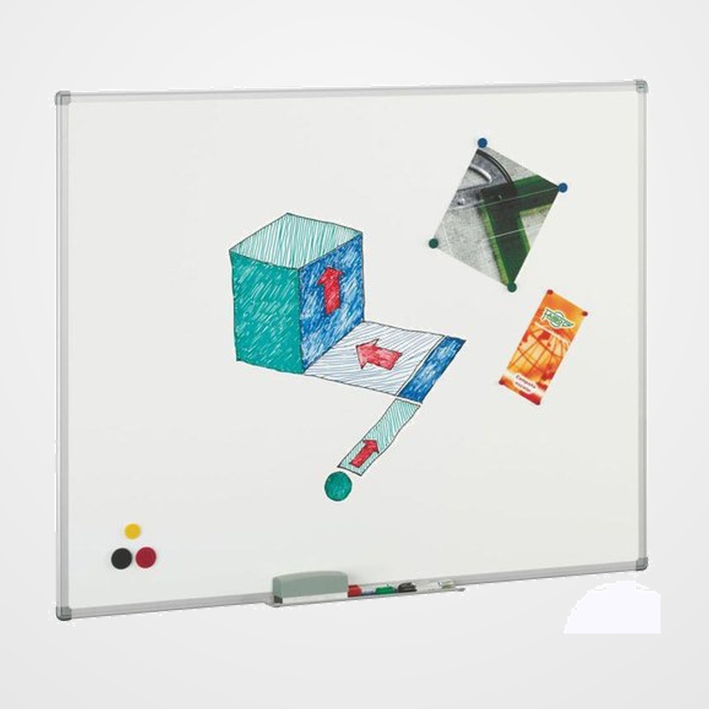 PIZARRA BLANCA VITRIFICADA MARCO ALUMINIO C/CANTONERAS 61x100