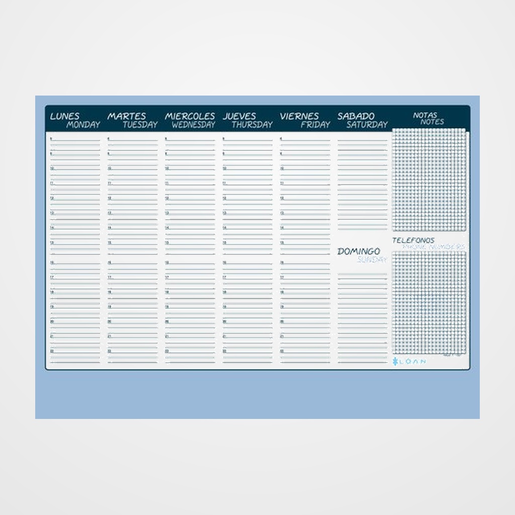 PLANNING LOAN SOBREMESA SEMANAL 44x32