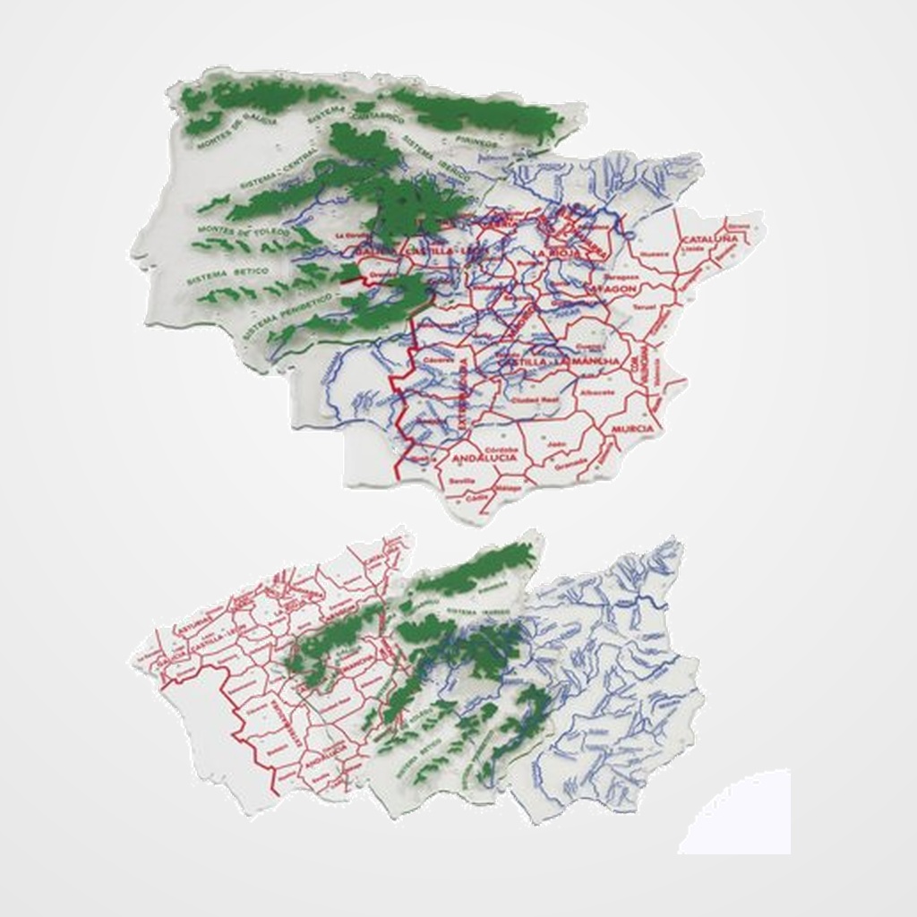 PLANTILLAS FAIBO 3 MAPAS 15x12.5 cm FISICO/POLITICO ESPAÑA