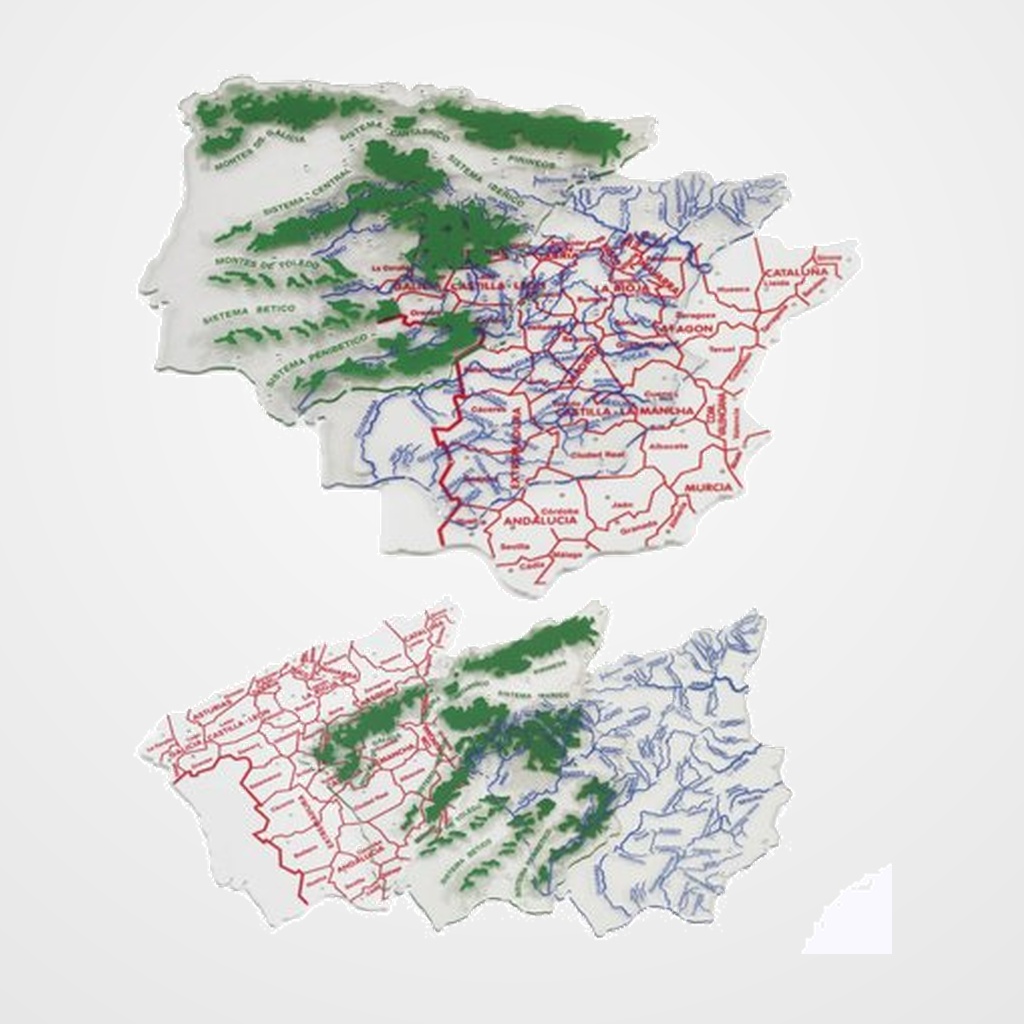 PLANTILLAS FAIBO 3 MAPAS 22x18.5 cm FISICO/POLITICO ESPAÑA