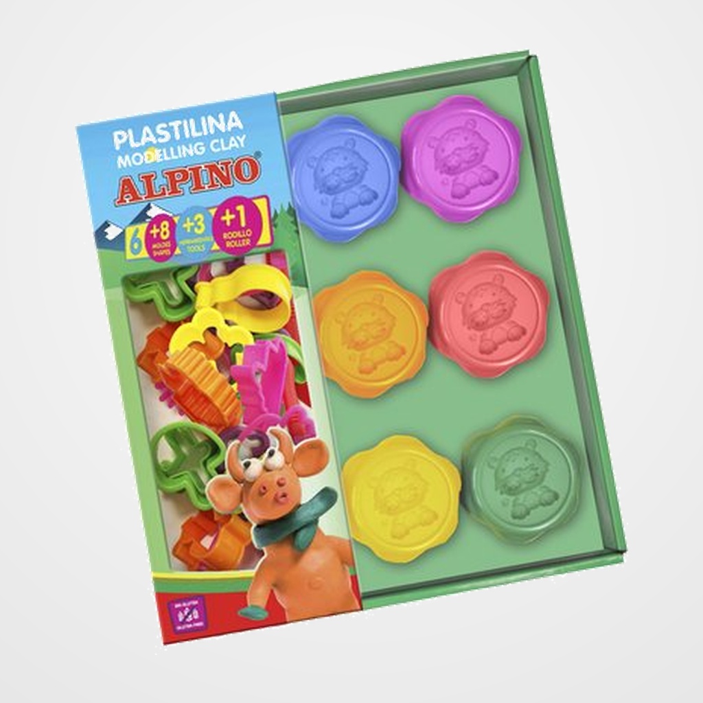 [24101428] PLASTILINA ALPINO KIT 6 COLS + MOLDES