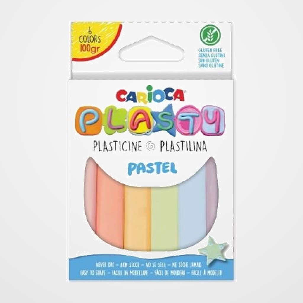 PLASTILINA CARIOCA PASTEL BARRA 20 gr. CAJA de 6
