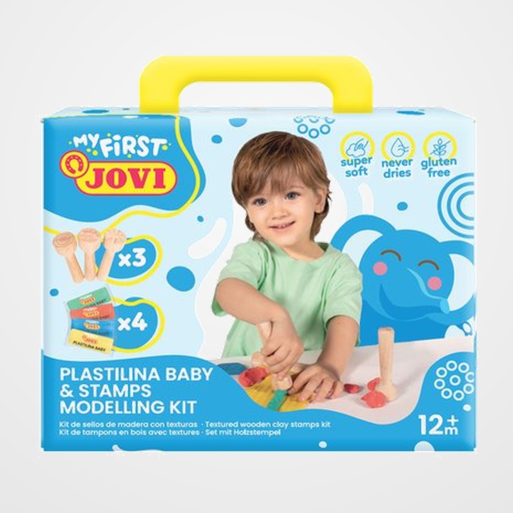 PLASTILINA JOVI BABY MY FIRST KIT 4 PASTILLAS 38 gr. + 3 SELLOS