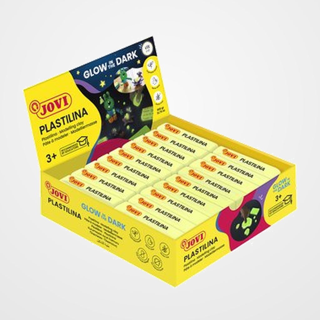 PLASTILINA JOVI 70 PASTILLA 50 gr. GLOW IN THE DARK CAJA DE 18