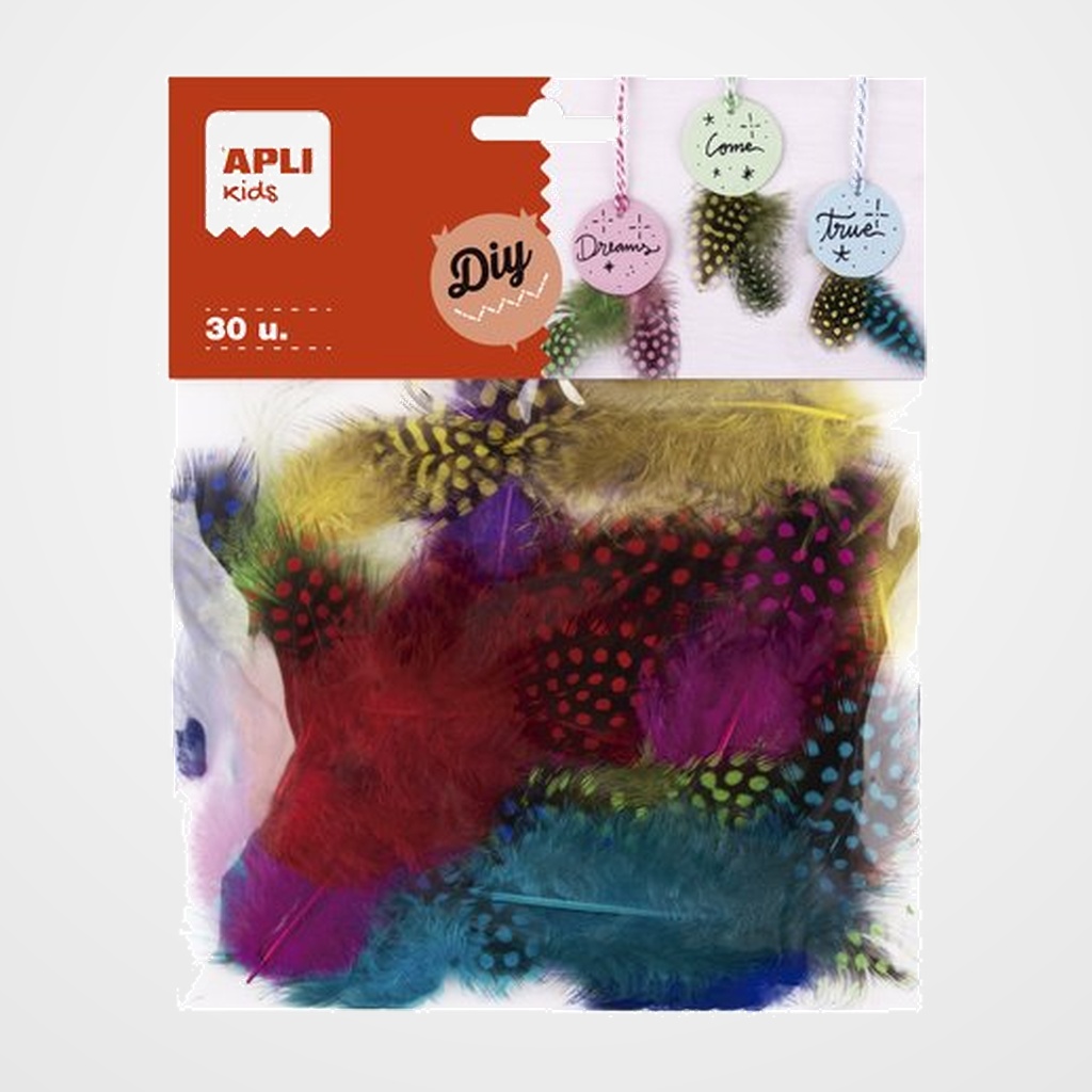 PLUMAS APLI 5-7 cm. SURTIDO BOLSA de 30