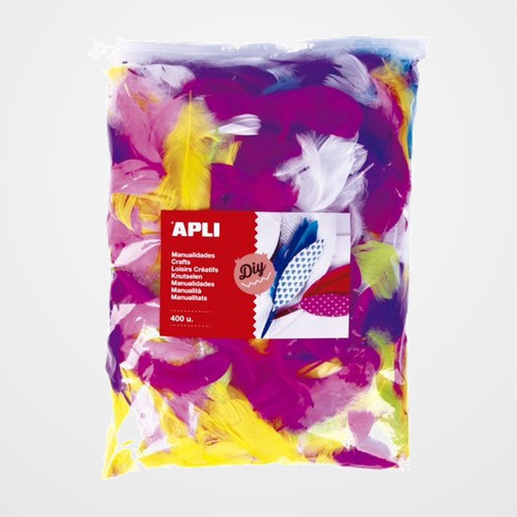 [25201625] PLUMAS APLI 7-16 cm. SURTIDO BOLSA de 400