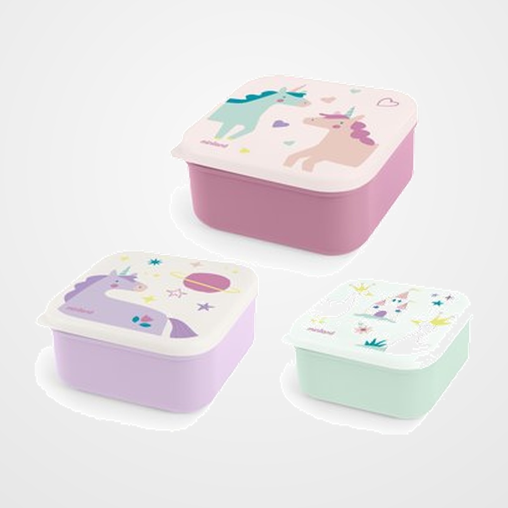 PORTA ALIMENTOS MINILAND FANTASY PACK de 3 (230ml, 350ml & 540ml)