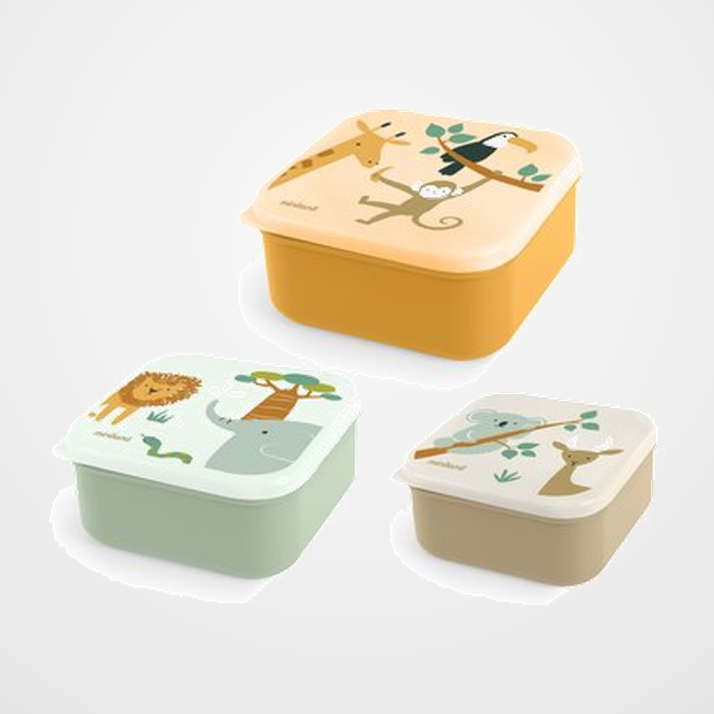 [28101152] PORTA ALIMENTOS MINILAND JUNGLE PACK de 3 (230ml, 350ml & 540ml)