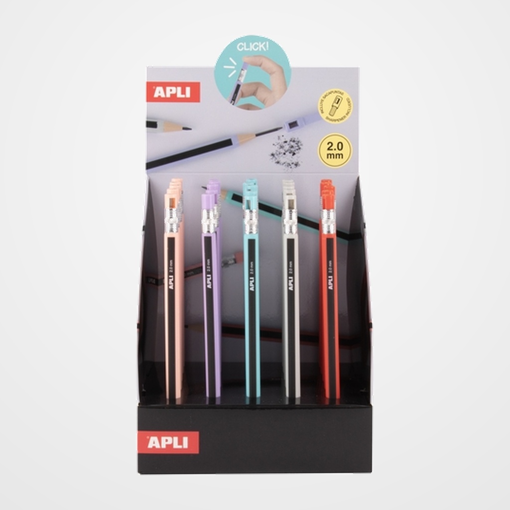 PORTAMINAS APLI 2,0 mm SURTIDO EXPOSITOR DE 25