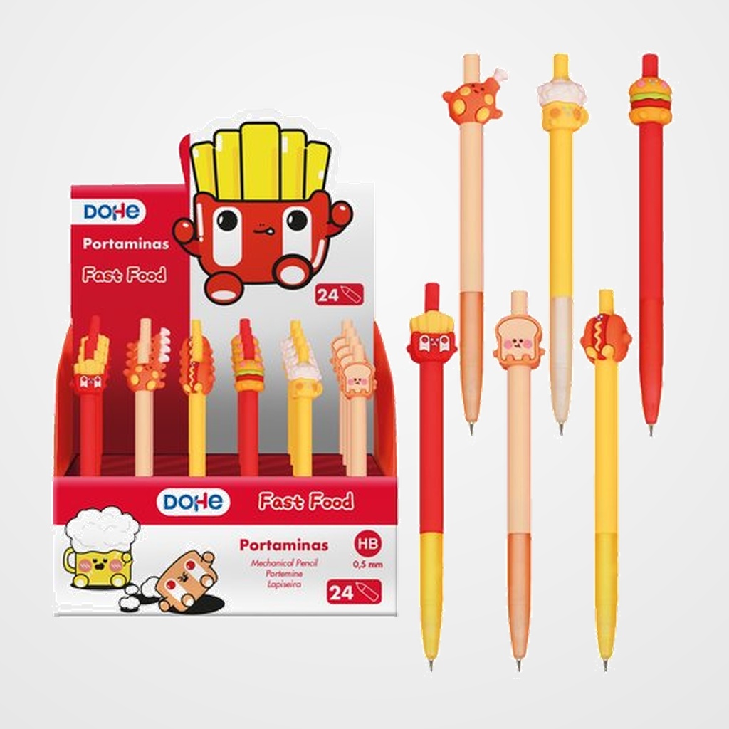 [62403592] PORTAMINAS DOHE FAST FOOD 0,5 mm SURTIDO EXPOSITOR DE 24 (6 mod.)