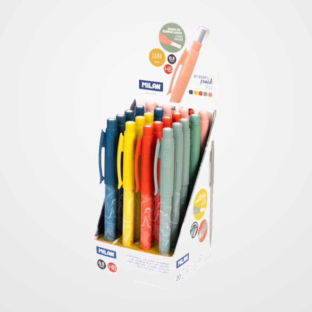PORTAMINAS MILAN PL1 SERIE LAVA  0,5 mm HB EXPOSITOR de 20
