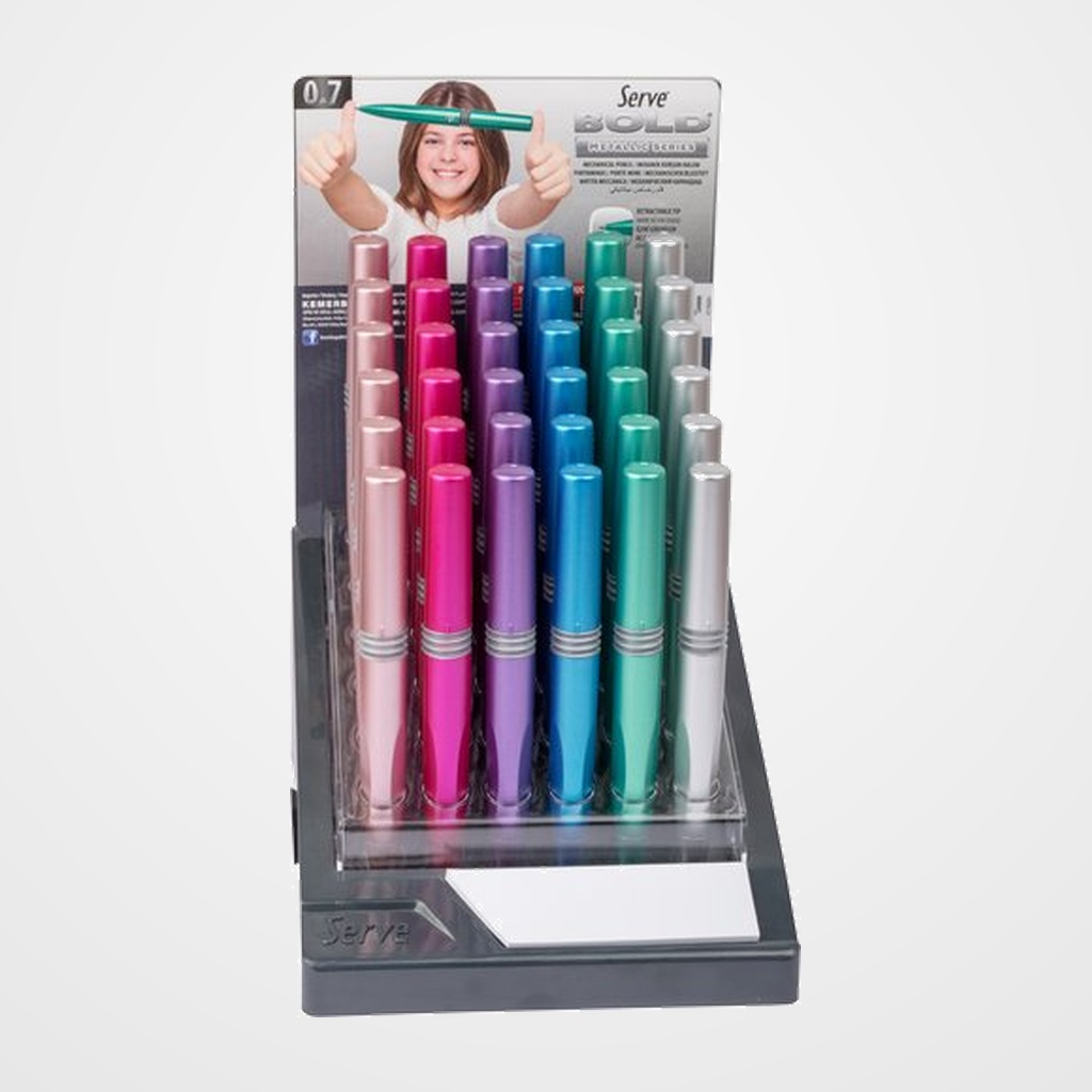 PORTAMINAS SERVE BOLD 0,7mm SURTIDO EXPOSITOR de 36