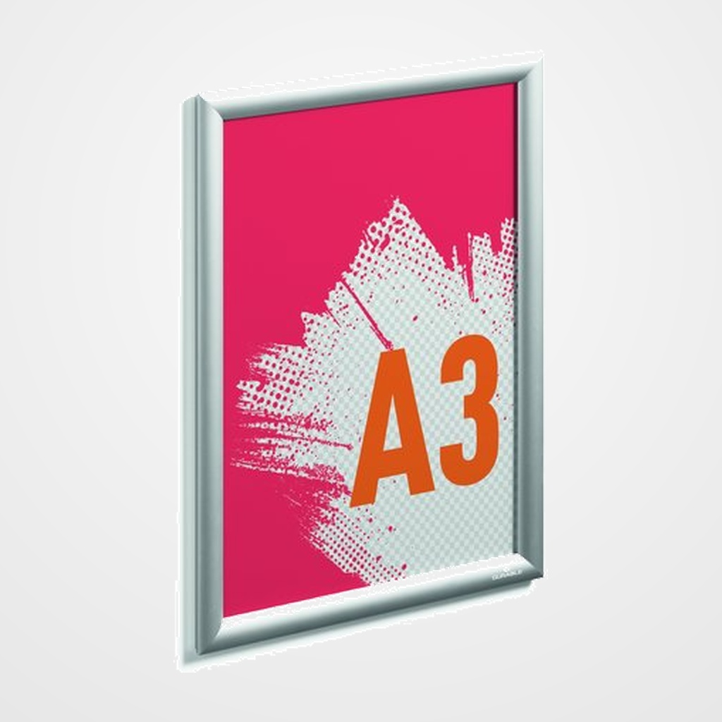 PORTAPOSTER DURABLE MURAL MARCO ALUMINIO CIERRE CLICK A3 PLATA