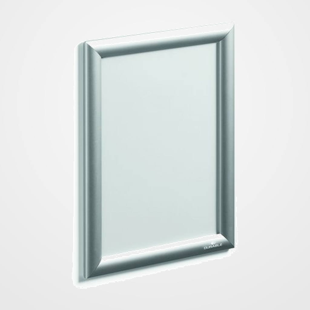 PORTAPOSTER DURABLE MURAL MARCO ALUMINIO CIERRE CLICK A4 PLATA