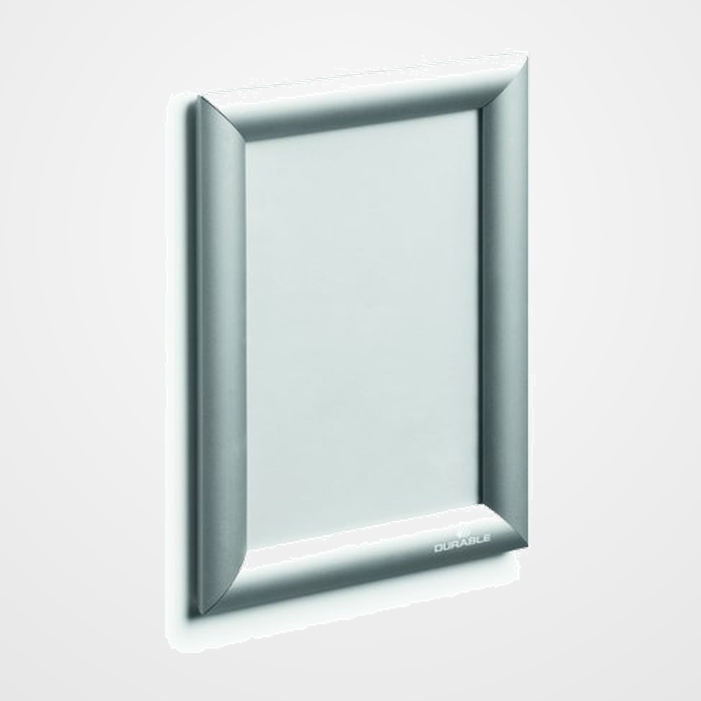 PORTAPOSTER DURABLE MURAL MARCO ALUMINIO CIERRE CLICK A5 PLATA