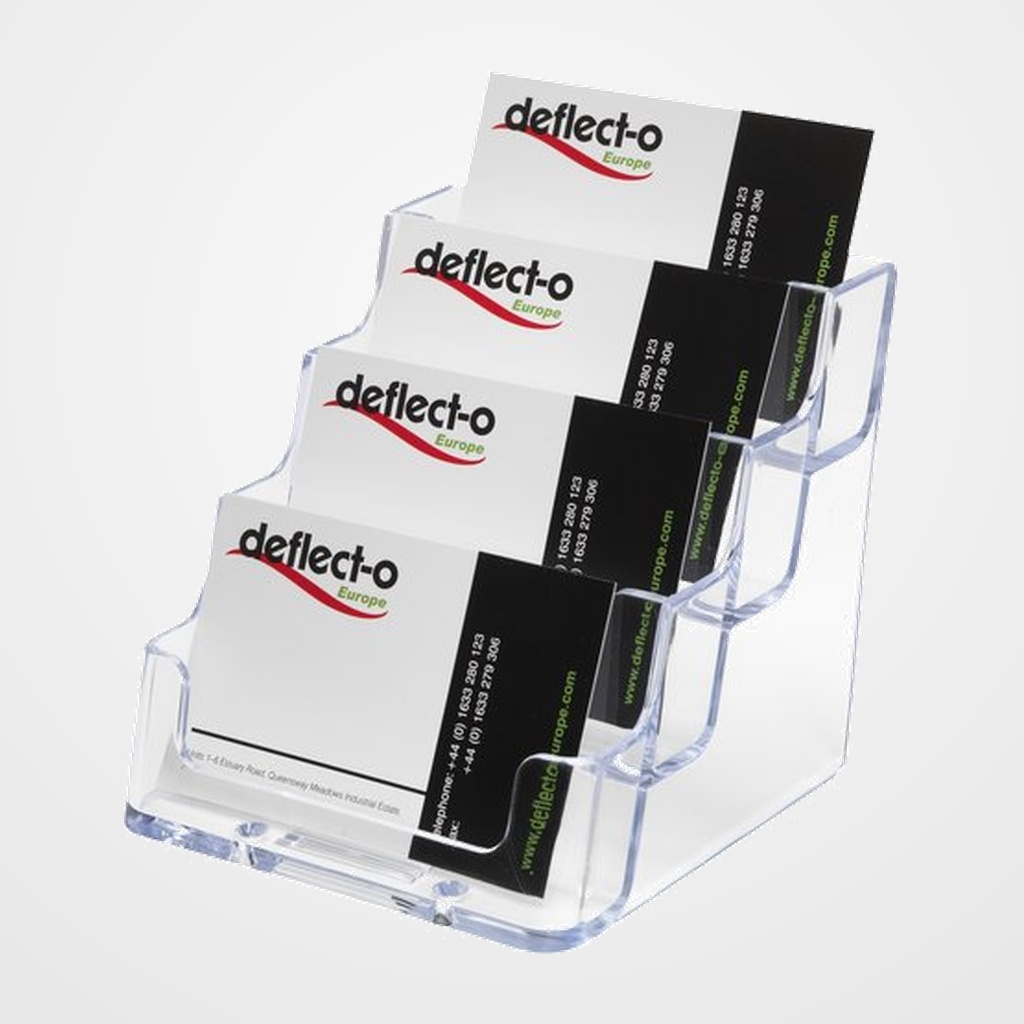 PORTATARJETAS SOBREMESA DEFLECT-O 4 COMPARTIMENTOS HORIZONTAL CRISTAL