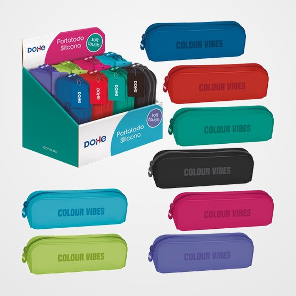PORTATODO DOHE COLOUR VIBES SILICONA SIMPLE SURTIDO EXPOSITOR DE 8