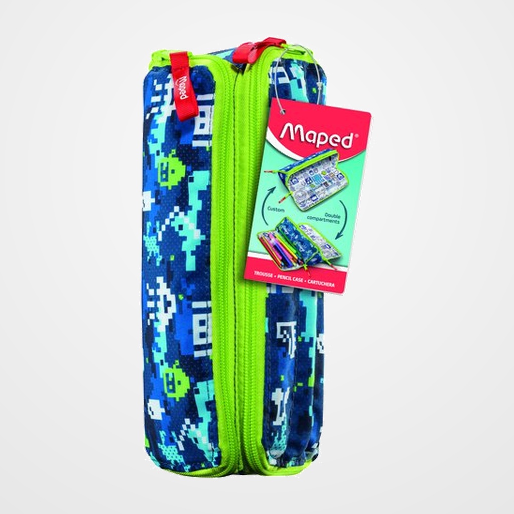 PORTATODO MAPED XXL DOBLE FANCY FLOWER BLUE