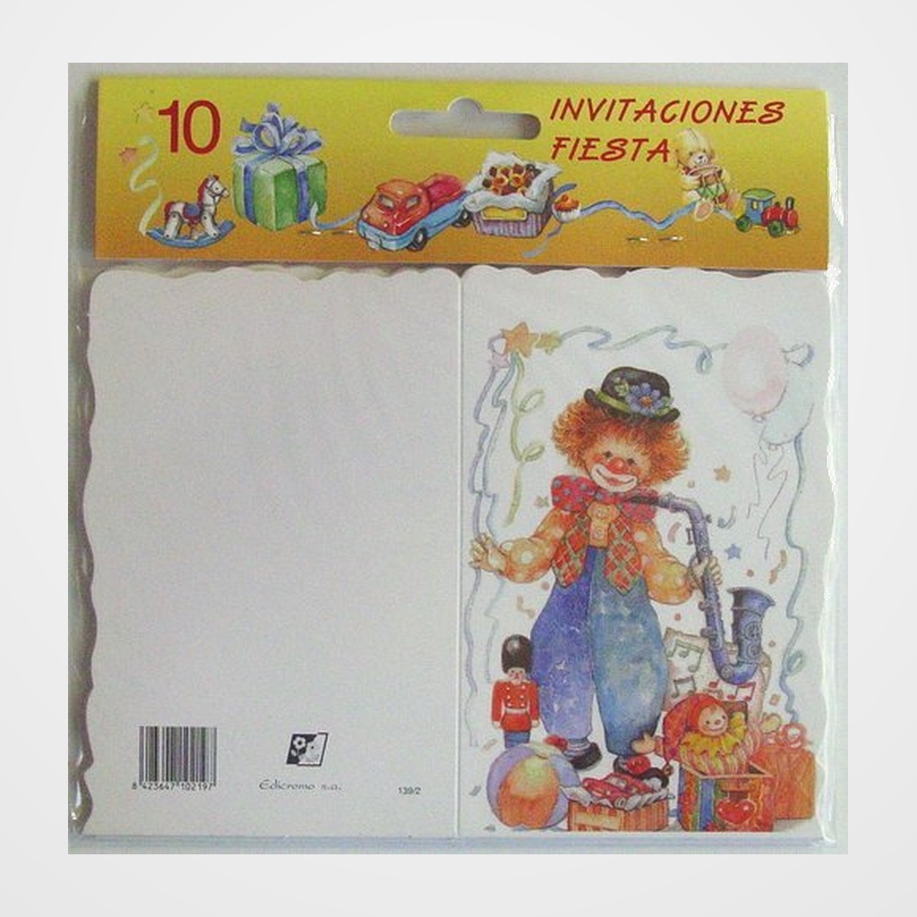 POSTALES INVITACION A FIESTA BOLSA DE 10 TROQUELADAS