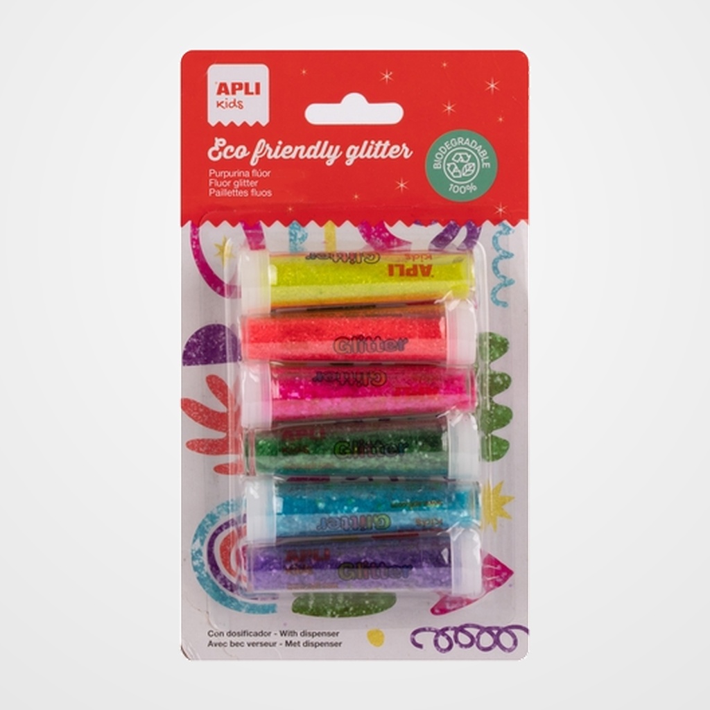 PURPURINA APLI EN POLVO BIODEGRADABLE FLUOR BLISTER DE 6 SURTIDOS