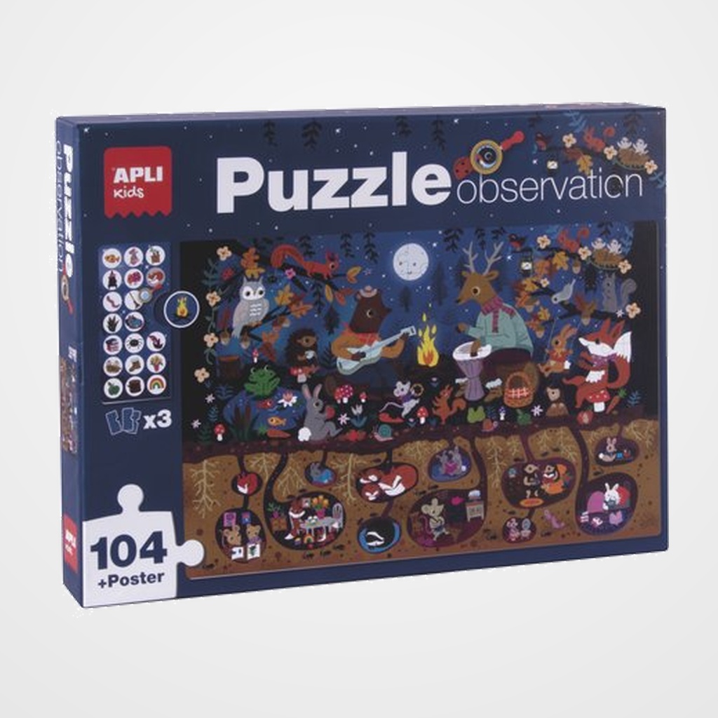 PUZLE EDUCATIVO APLI KIDS 104 PIEZAS OBSERVACION BOSQUE (+5 años)