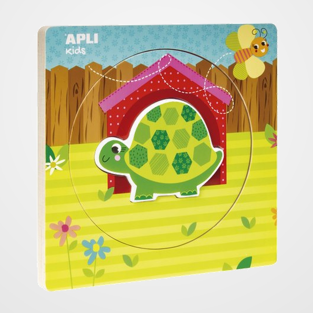 PUZLE EDUCATIVO APLI KIDS 5 PIEZAS BLOQUES MADERA CAPAS TORTUGA