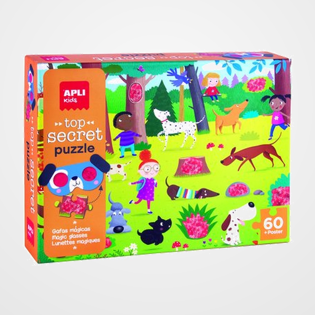 PUZLE EDUCATIVO APLI KIDS 60 PIEZAS SECRETO PERROS