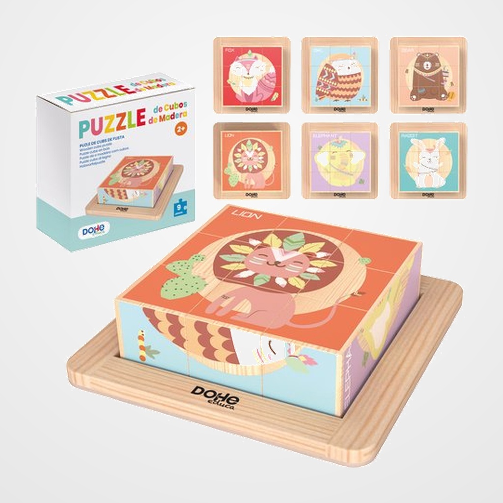PUZLE EDUCATIVO DOHE EDUCA 9 PIEZAS BLOQUES MADERA ANIMALES