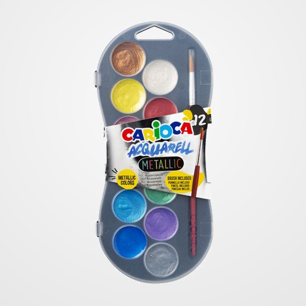 [13501240] ACUARELAS CARIOCA METALLIC 30mm + PINCEL ESTUCHE de 12