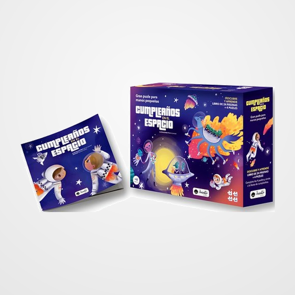 PUZLE SUPERPUESTO JUANITO BOOKS CUMPLEAÑOS EN EL ESPACIO 90 PIEZAS (+6 años)