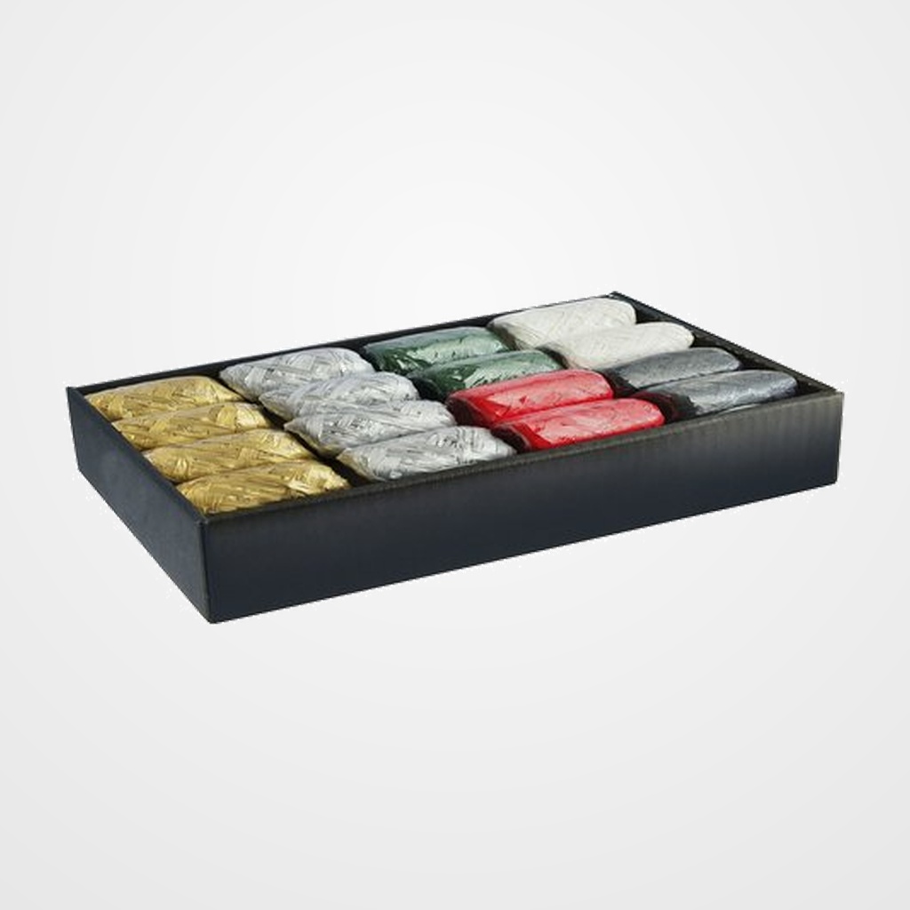RAFIA CINTA ROLLO CLAIREFONTAINE 13 mm x 20 m SURTIDO COLORES NAVIDAD CAJA DE 16 (6 col.)