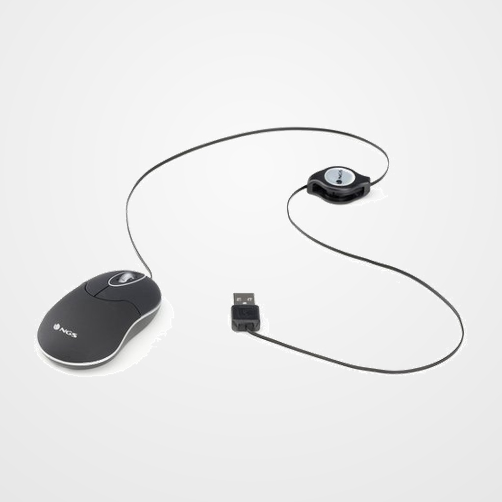 RATON NGS SIN OPTICO USB RETRACTIL NEGRO