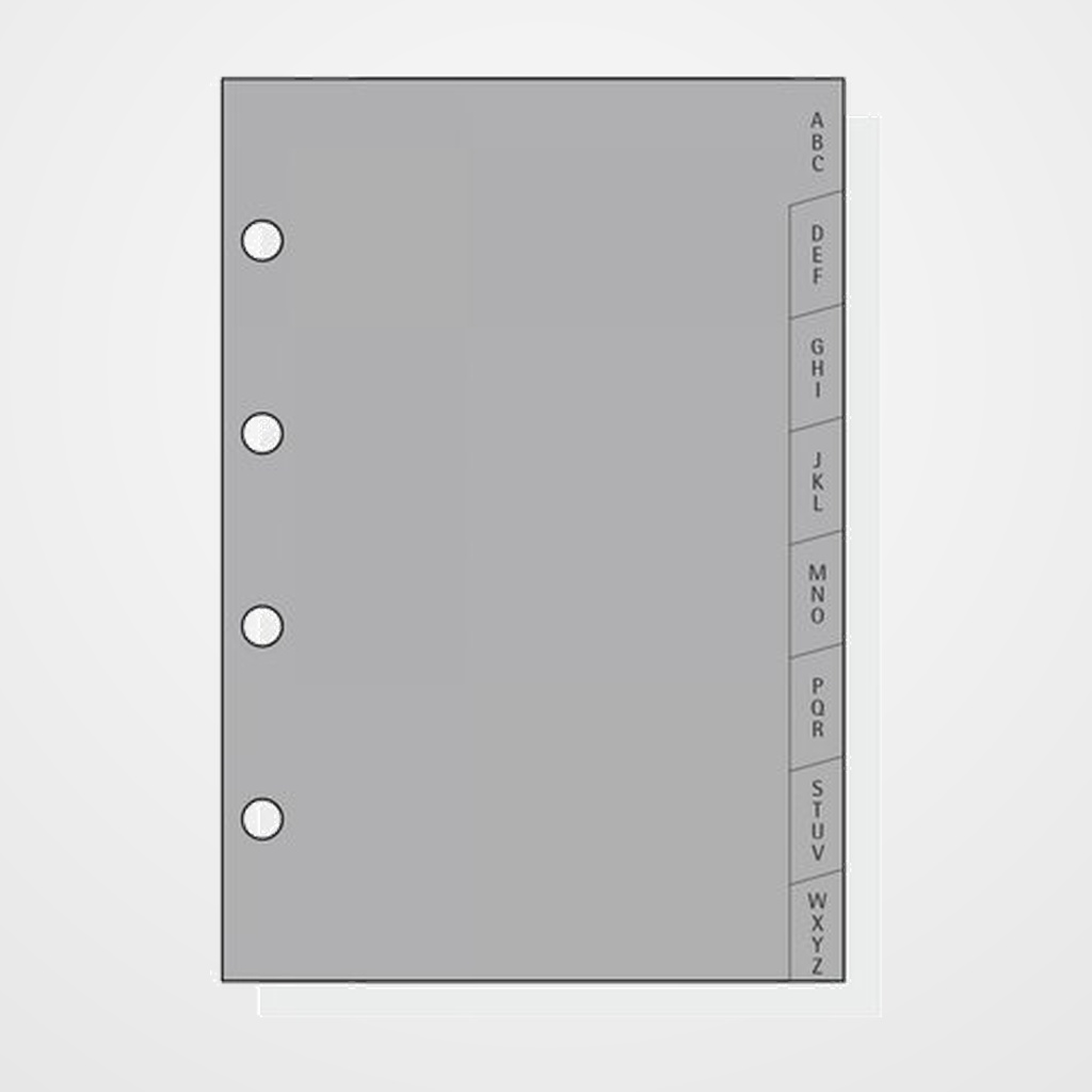 RECAMBIO AGENDA FINOCAM C164 CLASSIC 601 INDICE PLASTICO A-Z 8 PEST.
