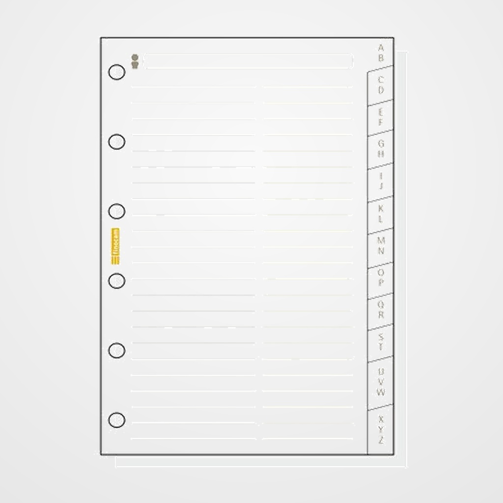 RECAMBIO AGENDA FINOCAM C275 CLASSIC 602 73x114 INDICE CARTULINA A-Z 12 PEST.